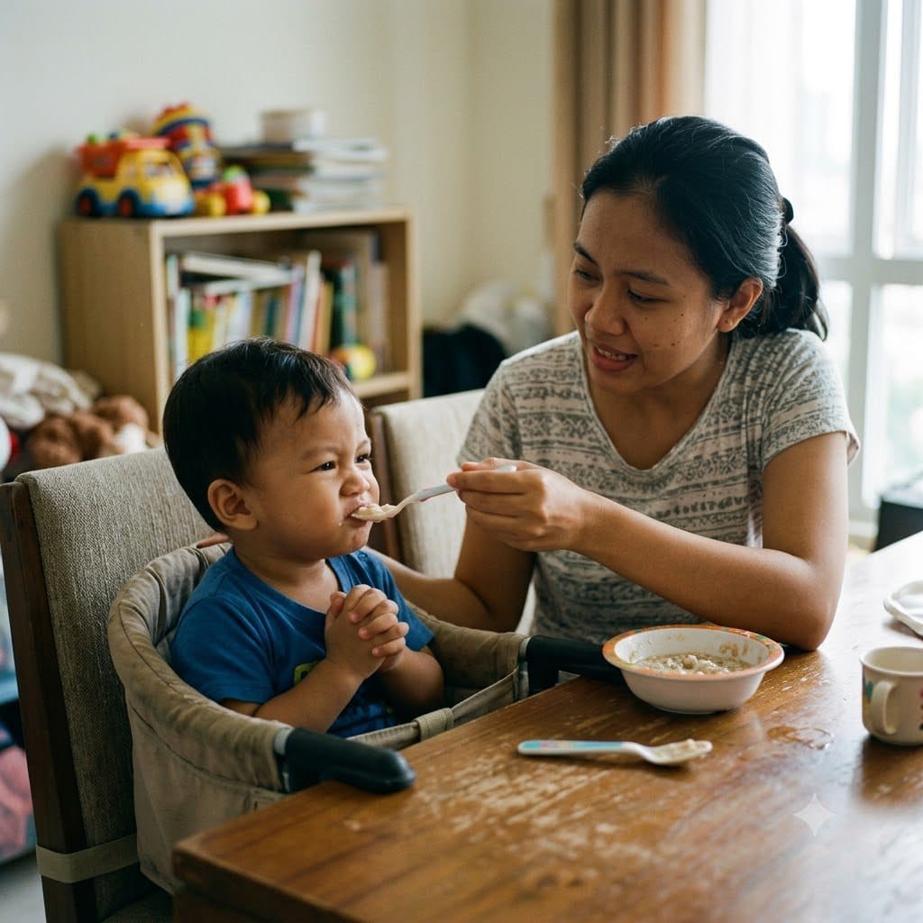 Bayi lucu makan MPASI